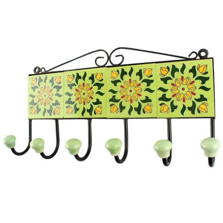Lime Green Ceramic Floral Tiles Hook Online